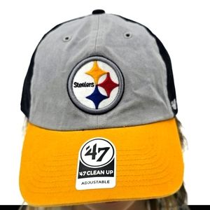 Pittsburgh Steelers 47' Brand Clean Up Adjustable Strapback Cotton Hat Cap NFL